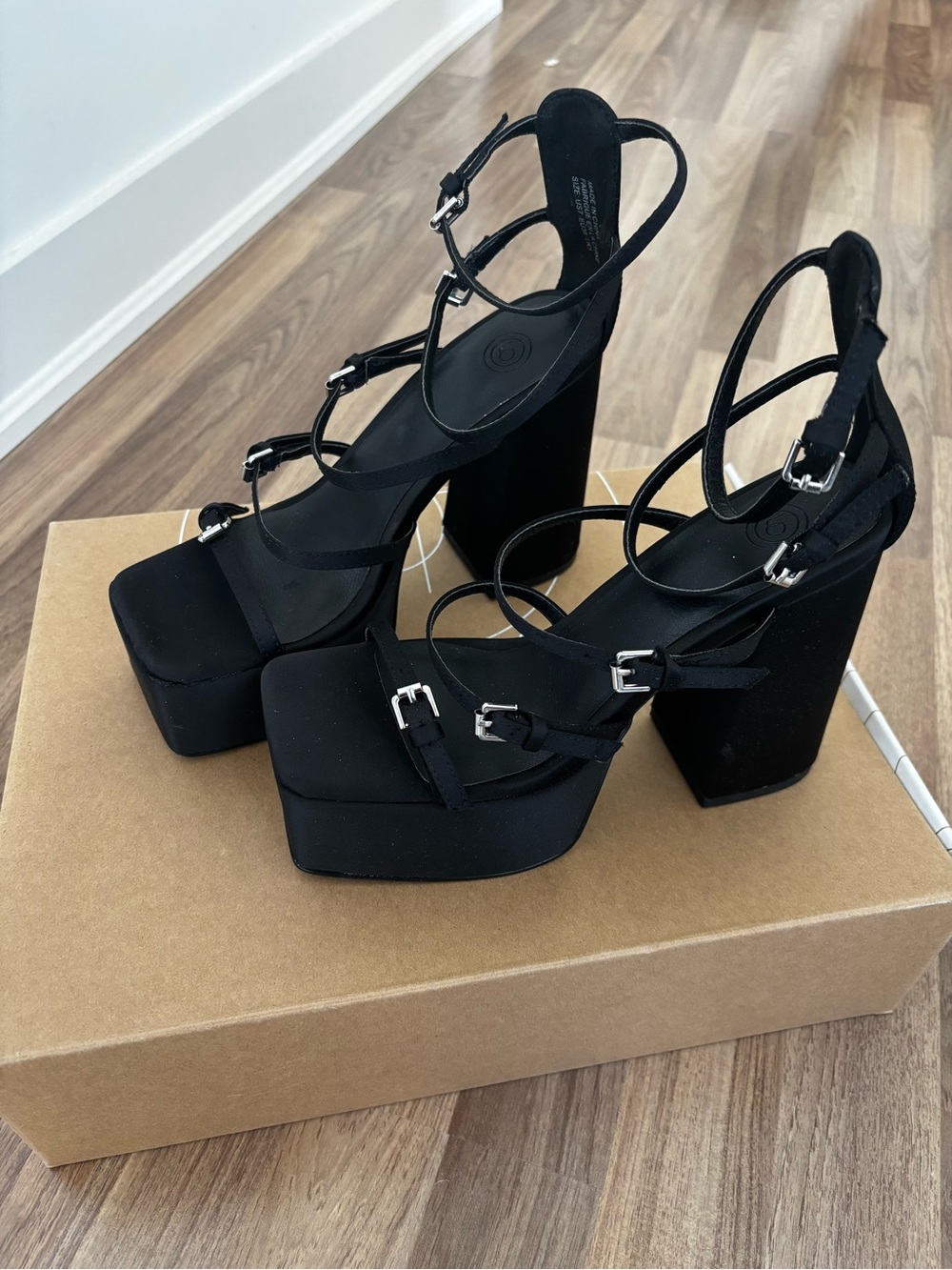 Urban Outfitters Black Strappy Platform Block Heels